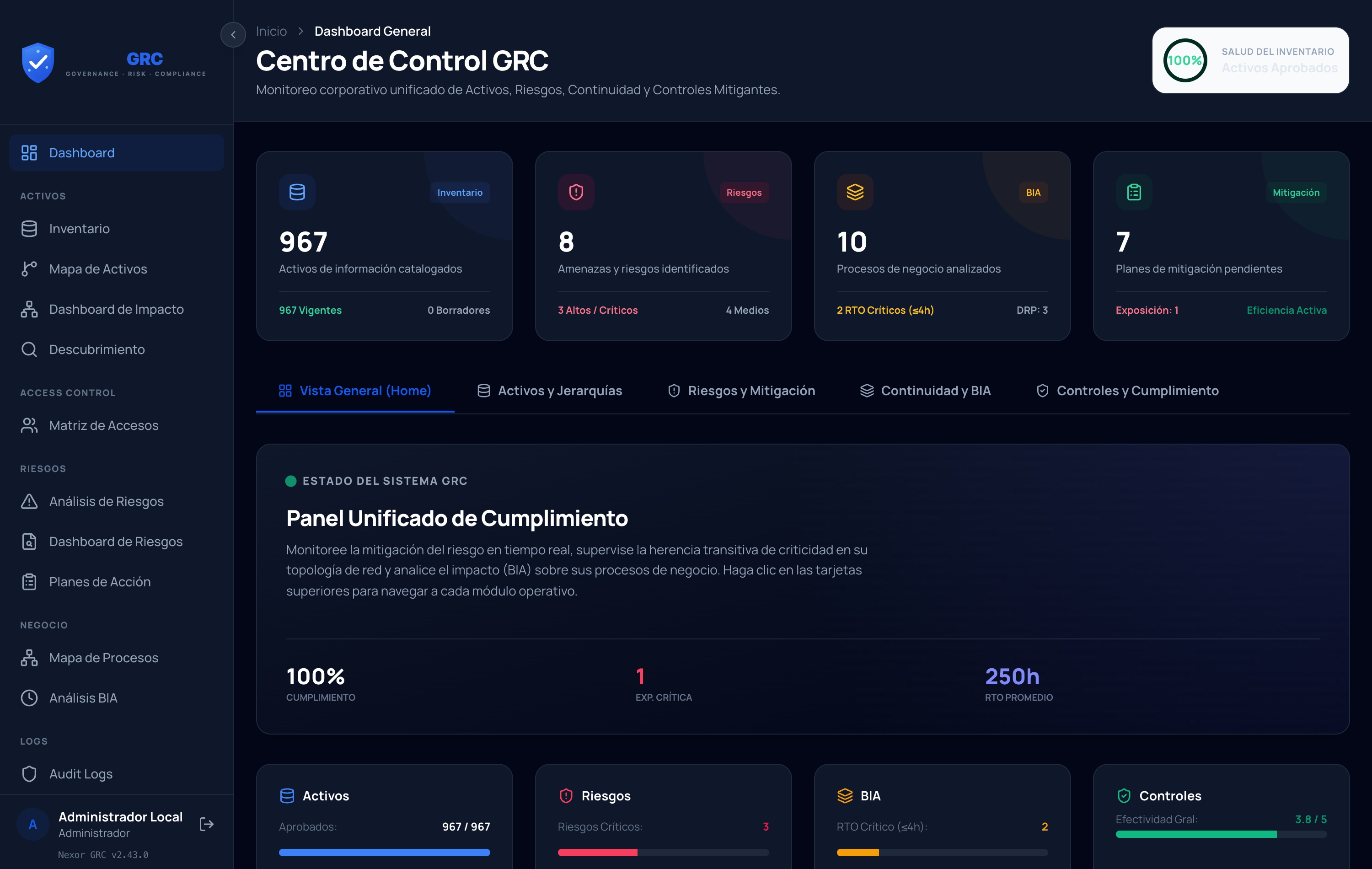 Dashboard Ejecutivo GRC de Nexor
